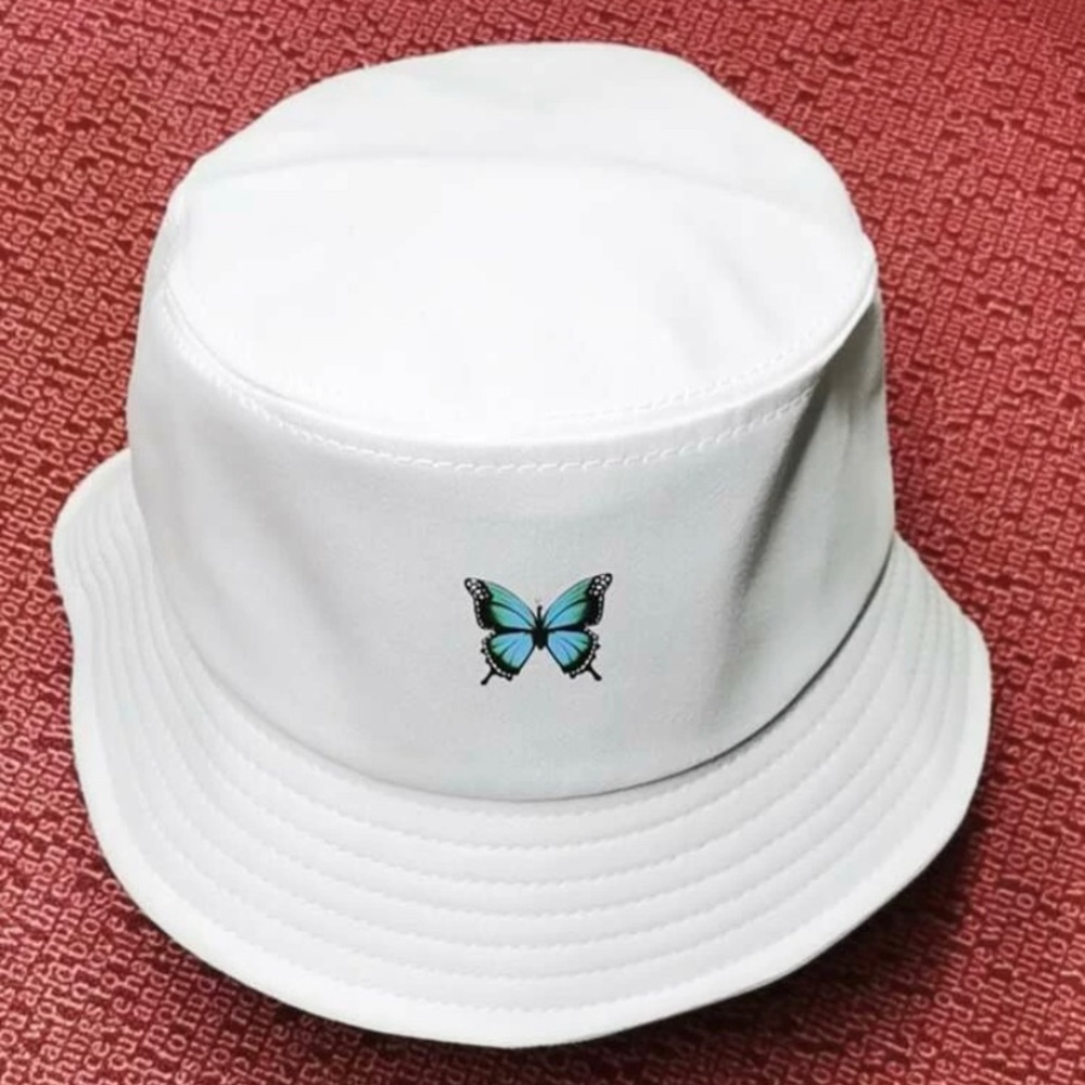 ****SOLD****Butterfly White Bucket Hat